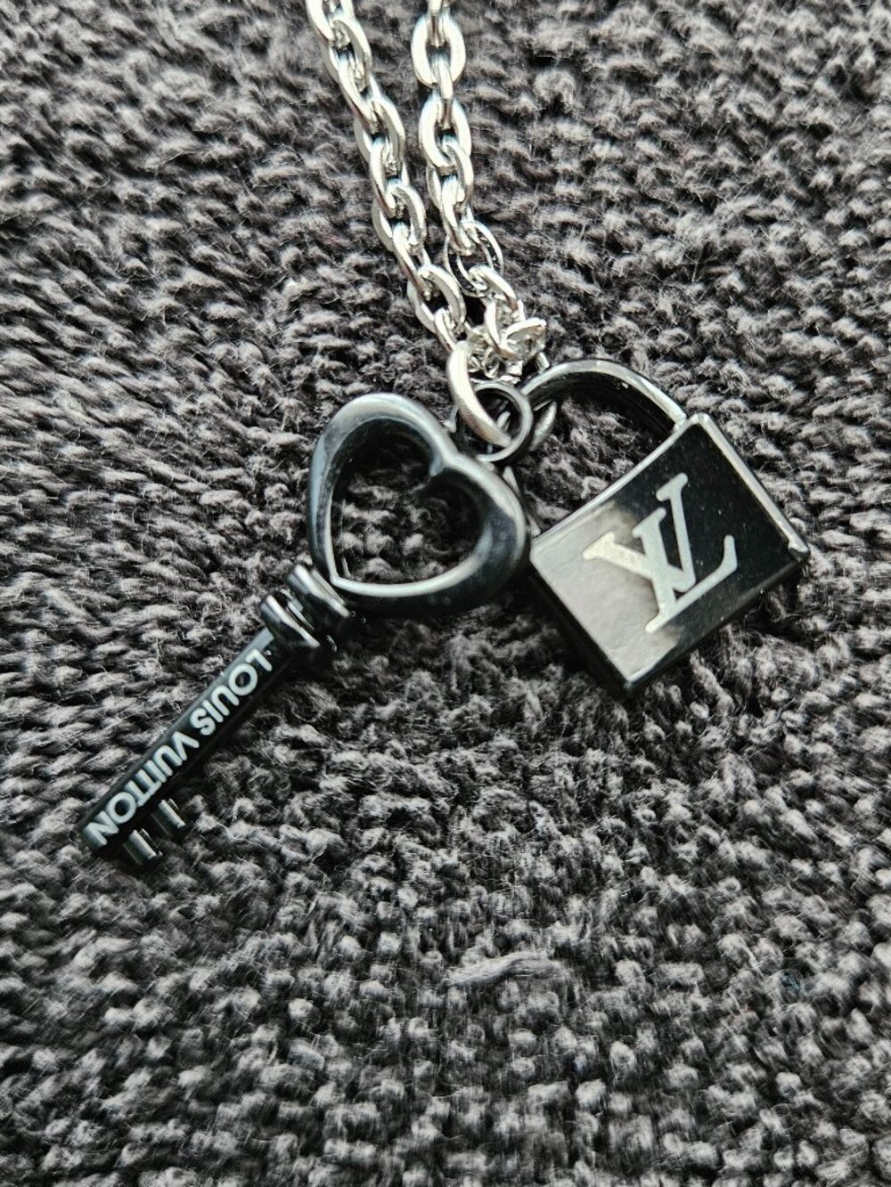 Cute Black Lock and Key Charm Set